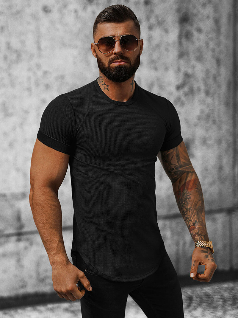 T-Shirt męski czarny OZONEE O/P1131