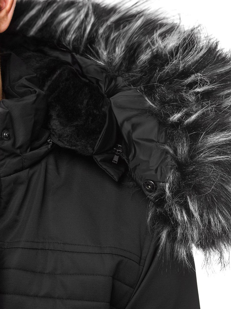 Kurtka zimowa męska parka z futerkiem czarna OZONEE O/99115