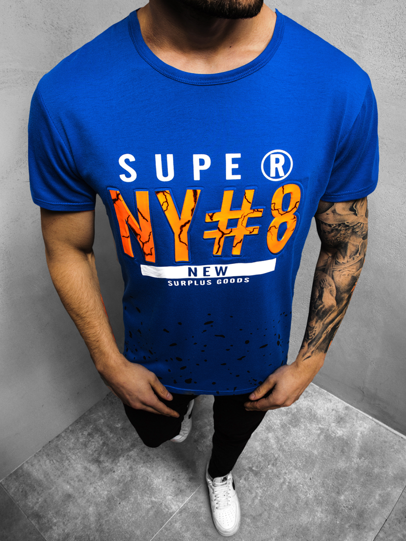 T-Shirt męski niebieski OZONEE JS/KS2028Z