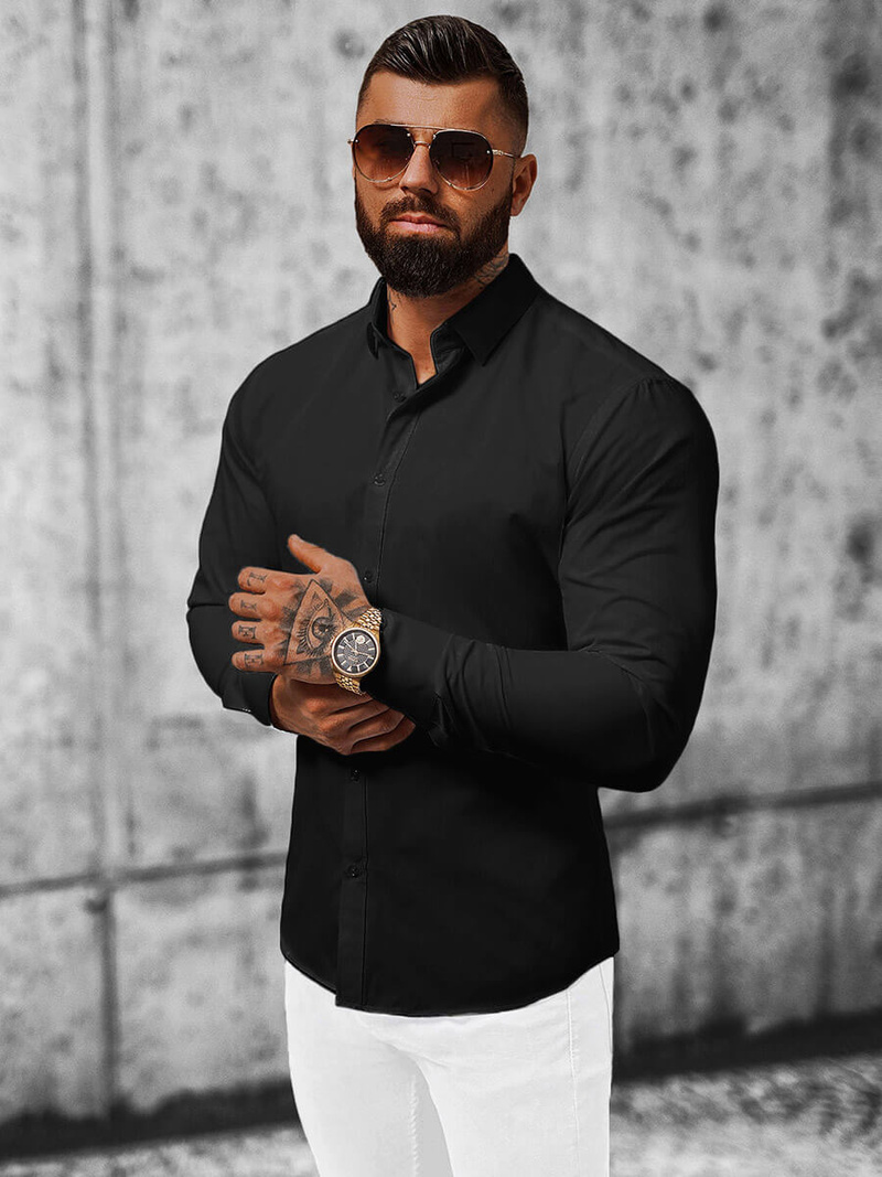 Koszula męska czarna OZONEE O/V35