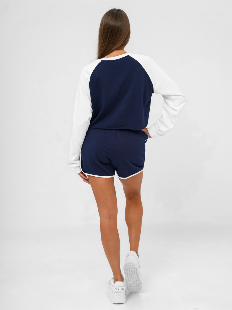 Komplet dresowy damski dwuczęściowy granatowo-biały OZONEE JS/M58631AB