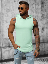 Koszulka bez rękawów z kapturem męska miętowa OZONEE O/2537Z