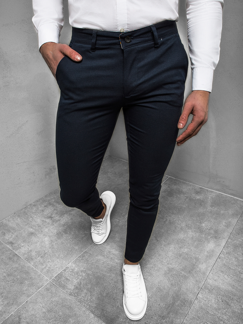 Spodnie męskie chino materiałowe niebieskie OZONEE DJ/5504