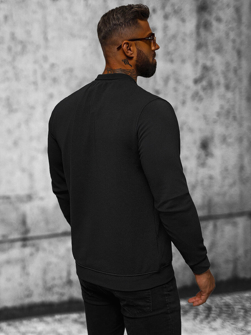 Bluza męska z kołnierzykiem czarna OZONEE O/TB2203