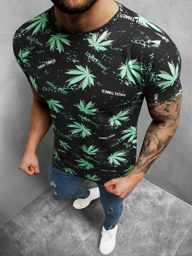 Футболка Чоловіча Чорно-Зелений OZONEE O/BL51