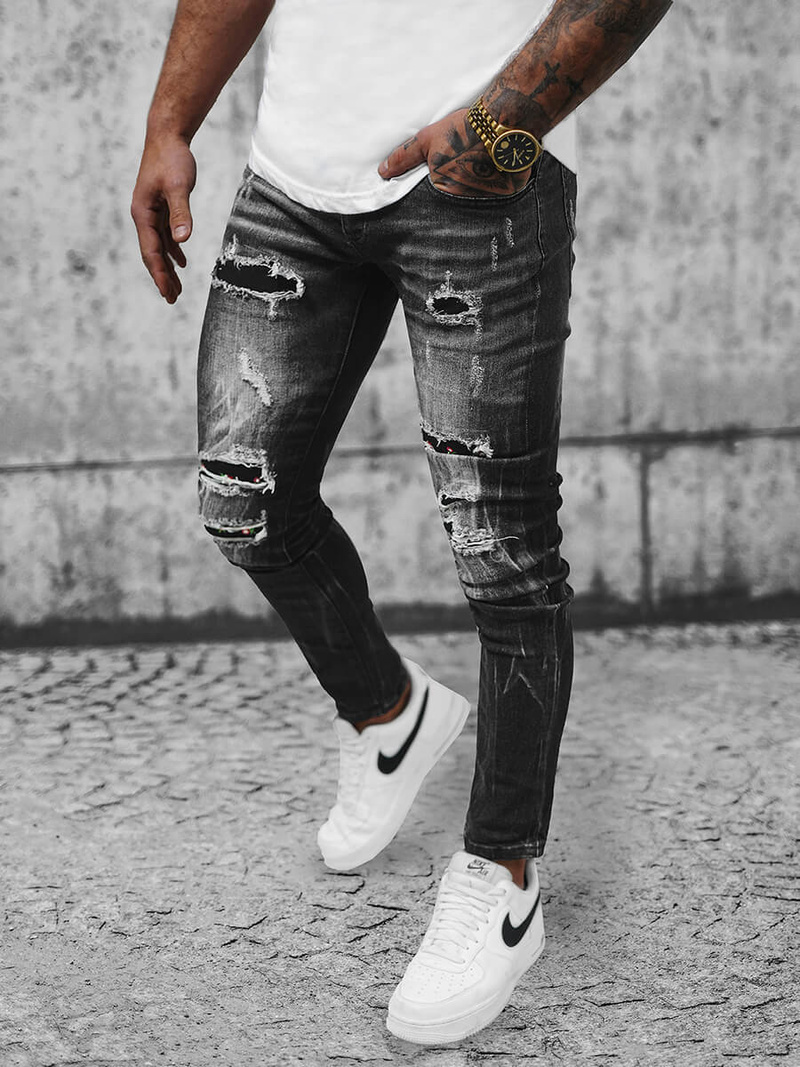 Spodnie jeansowe męskie czarne OZONEE NB/MP0026GZ