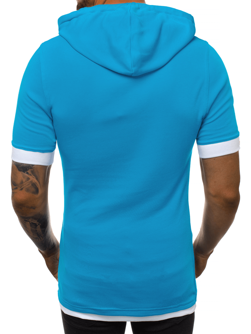 T-Shirt z kapturem męski turkusowy OZONEE O/1273Z