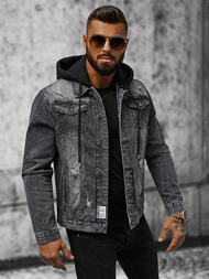 Kurtka męska jeansowa czarna OZONEE NB/MJ505NZ