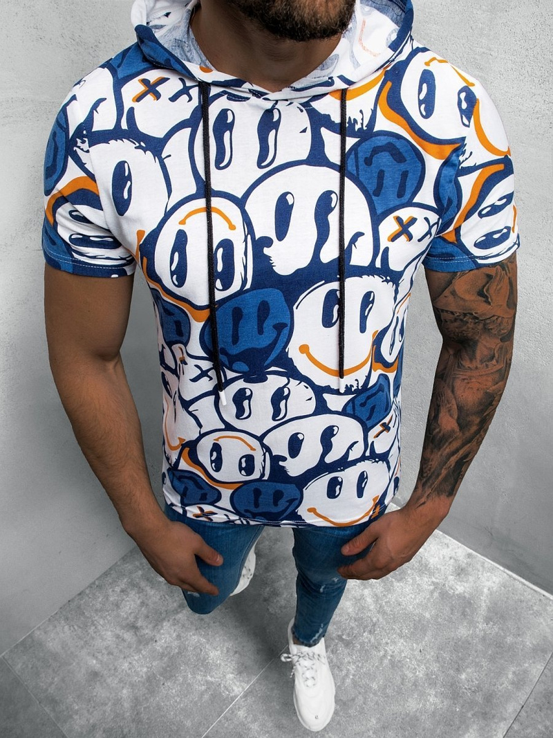 Футболка чоловіча Бiло-Темно синiй OZONEE O/BL207Z