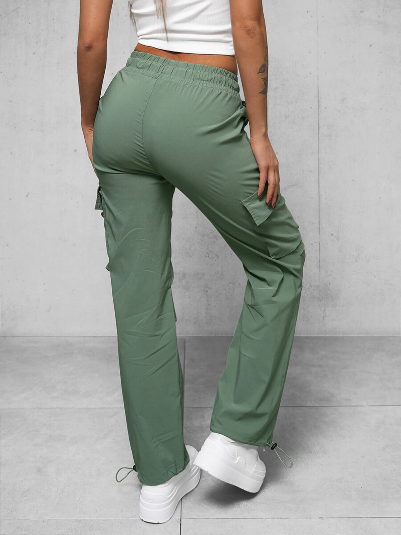 Spodnie damskie z szeroką nogawką khaki OZONEE O/TT00375/2