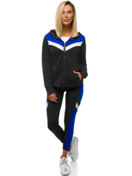 Komplet dresowy dwuczęściowy czarno-niebieski OZONEE JS/YW06005/1/9