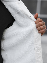 Kurtka męska jeansowa sherpa biała OZONEE NB/MJ541Z