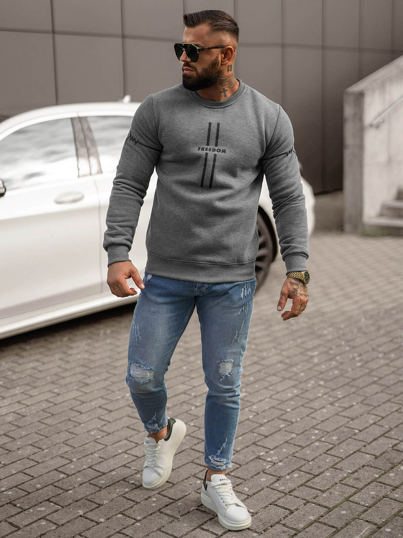 Bluza męska grafitowa OZONEE JS/8B1358/5