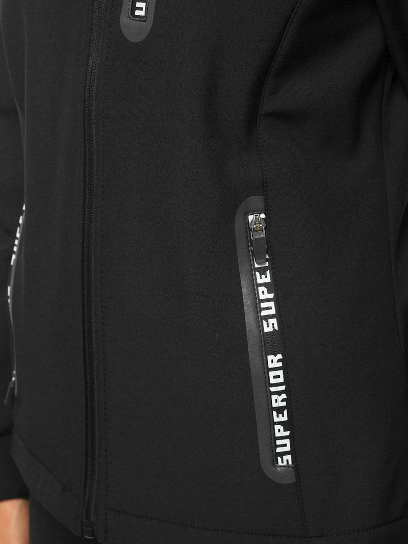 Kurtka softshell damska z kapturem czarna OZONEE JS/HD185/1