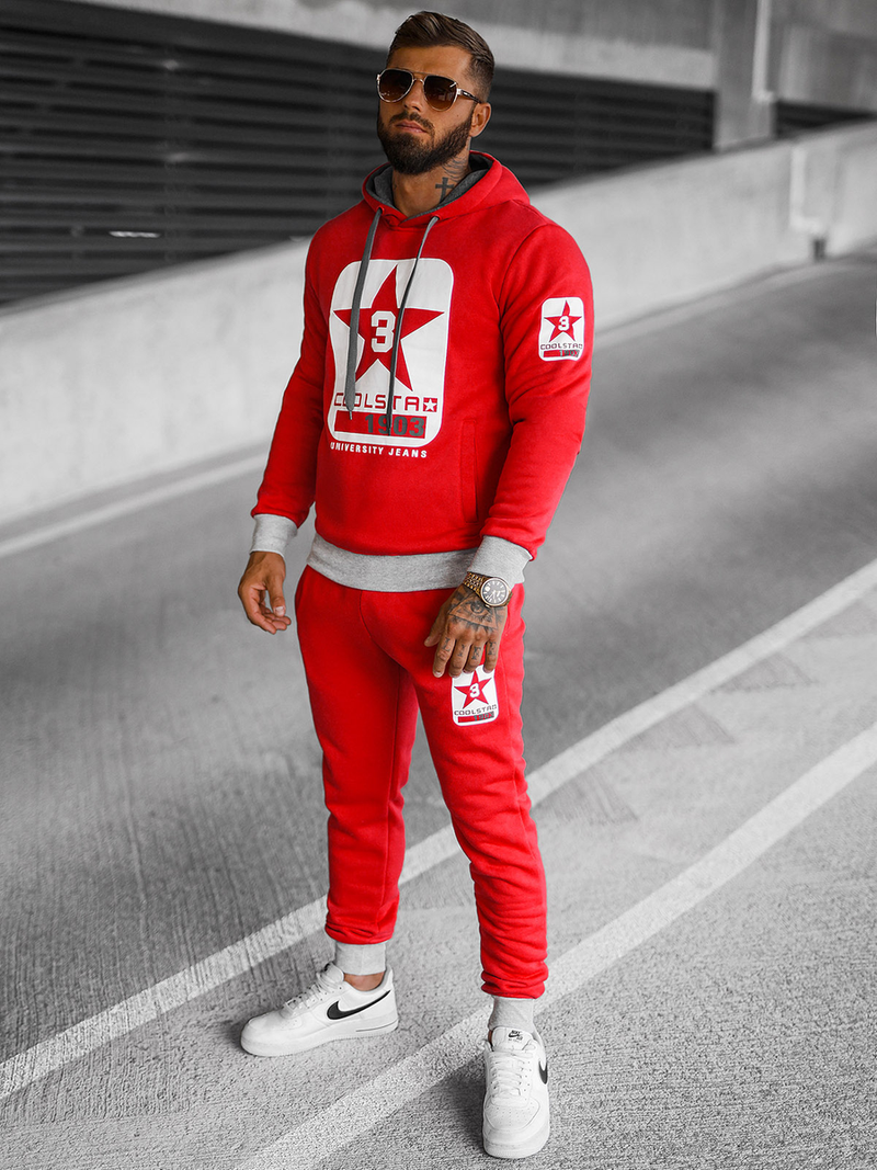 Komplet dresowy męski czerwony OZONEE JS/8C59/18Z