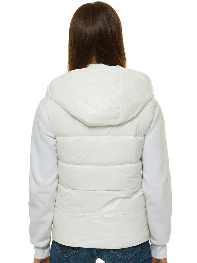 Kamizelka damska pikowana z kapturem biała OZONEE O/SW025/10