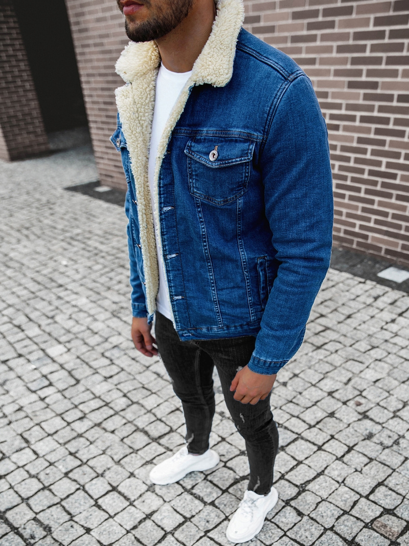 Kurtka męska jeans ciemnoniebieska OZONEE BN/7274