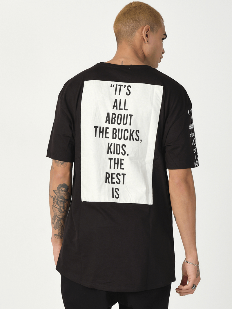 T-Shirt męski z nadrukiem czarny OZONEE MR/21550