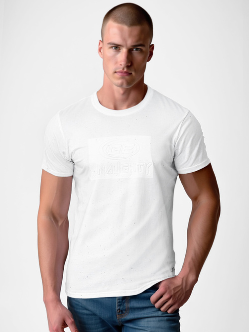 T-shirt męski slim fit biały OZONEE O/QQ1390Z