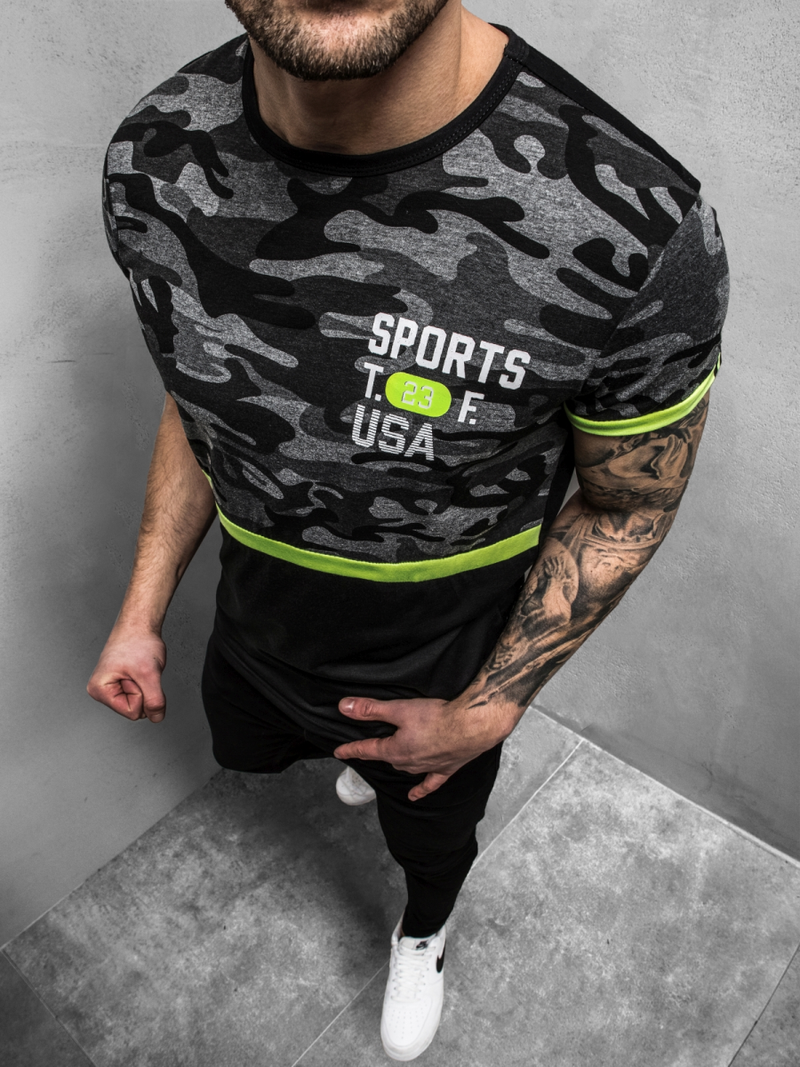 T-Shirt męski czarny OZONEE JS/SS10982Z