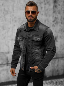 Kurtka męska jeansowa czarna OZONEE NB/MJ506NZ