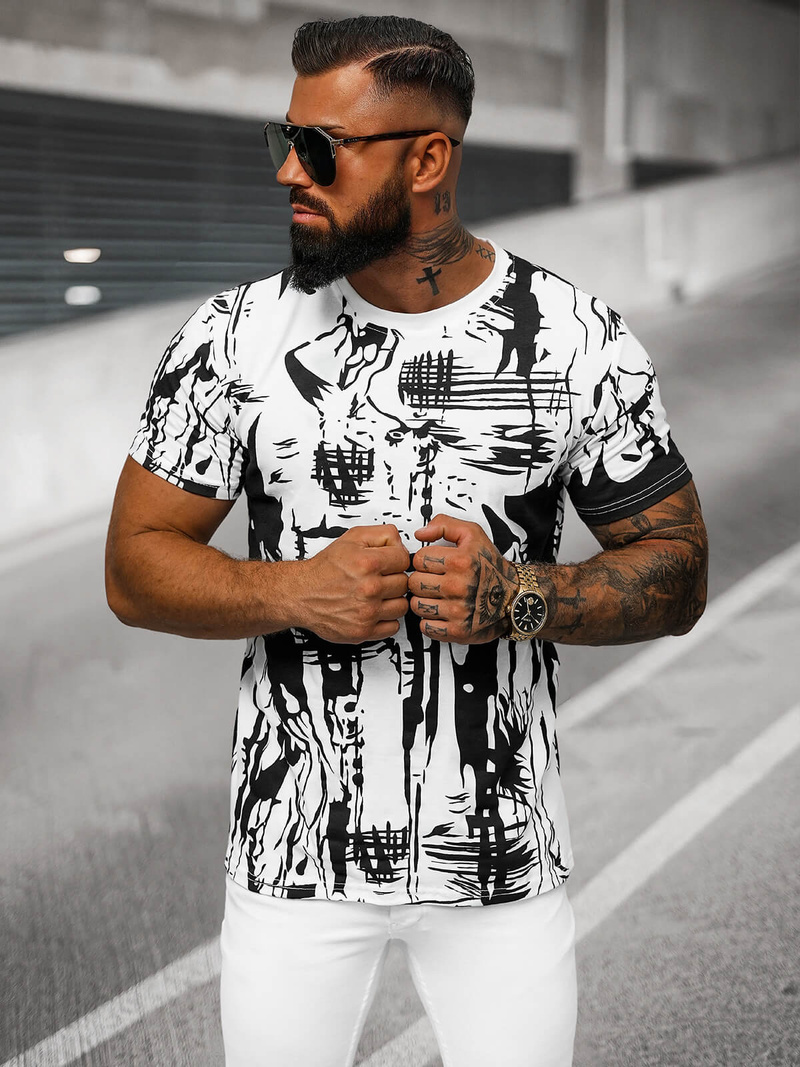 T-shirt męski biały OZONEE O/T1276/1