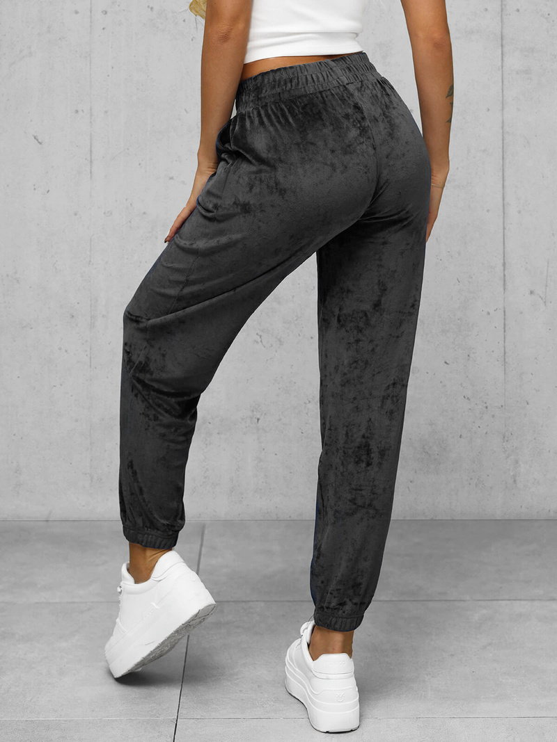 Spodnie dresowe damskie welurowe grafitowe OZONEE JS/92K528/5