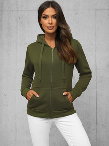 Bluza damska rozpinana z kapturem khaki OZONEE JS/W03Z