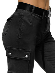 Spodnie damskie chino materiałowe czarne OZONEE O/LC518/1