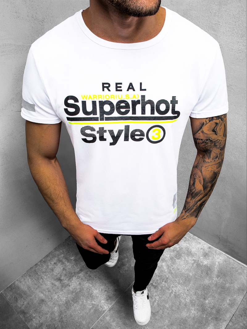 T-Shirt męski z nadrukiem biały OZONEE JS/SS10903Z