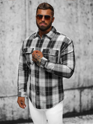 Koszula flanelowa męska czarna OZONEE NB/MC727N