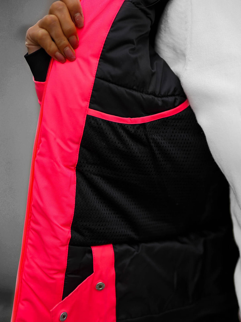 Kurtka damska zimowa różowo-neonowa OZONEE JS/HH012/53Z