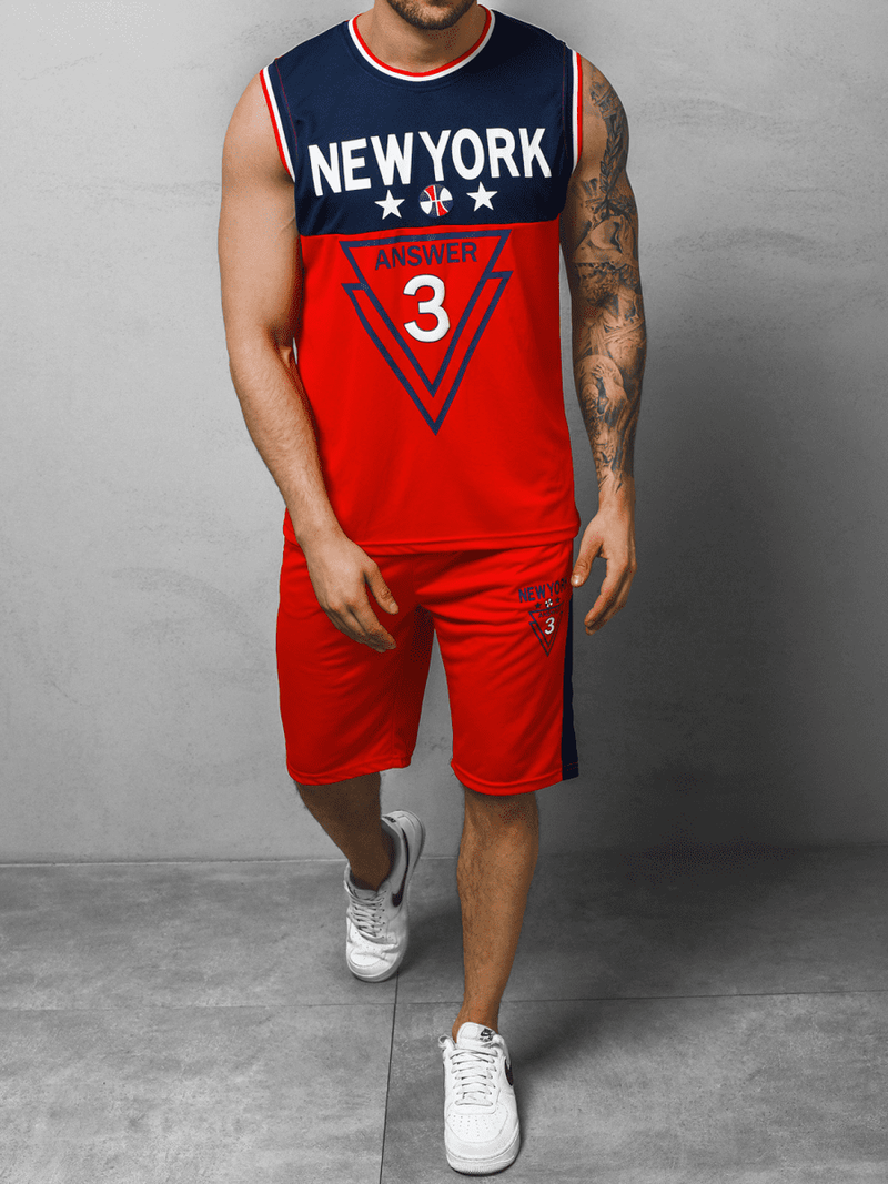 Komplet męski koszykarski czerwony OZONEE JS/68C10169