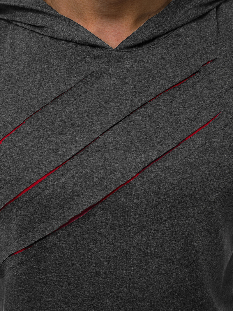 T-Shirt z kapturem męski grafitowy OZONEE O/1254Z