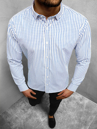 Koszula męska w kratę biała OZONEE O/1922