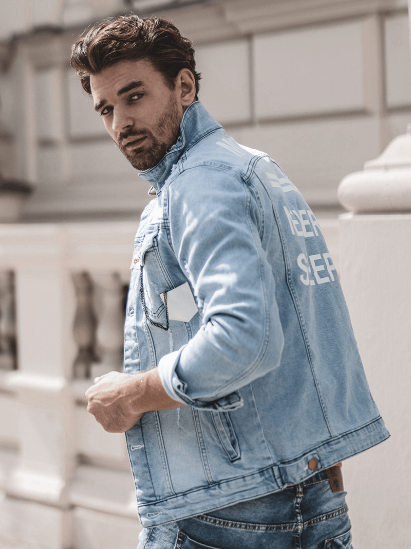 Kurtka jeans męska niebieska OZONEE G/600