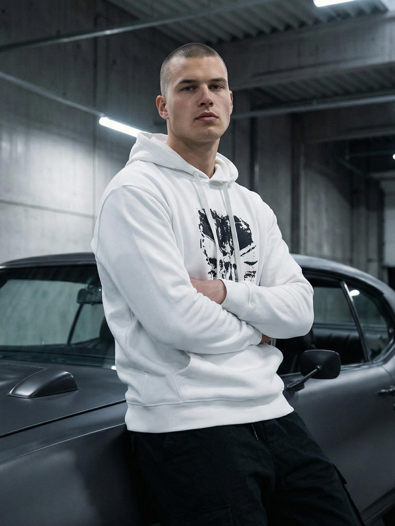 Bluza z kapturem męska biała OZONEE JS/65B3907/1Z