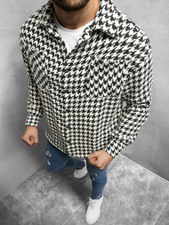 Koszula męska oversize w kratę czarno-biała OZONEE MACH/G809Z