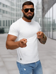 T-shirt męski slim fit biały OZONEE O/QQ1388