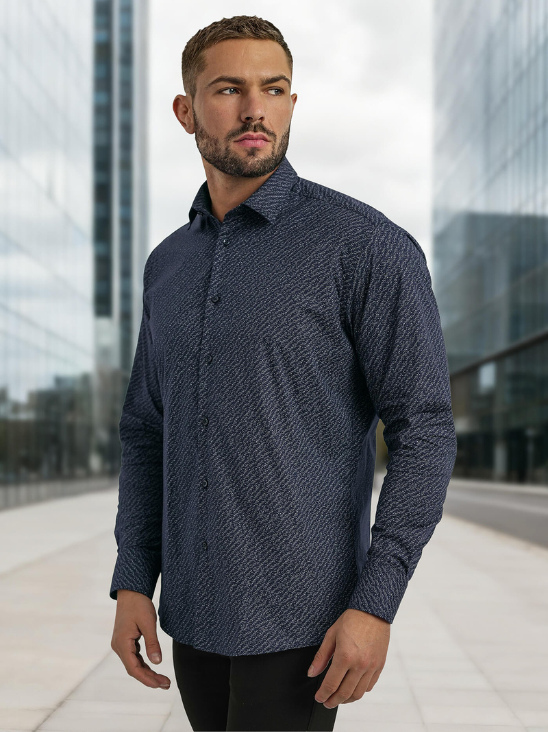 Koszula męska elegancka granatowa OZONEE V/V186