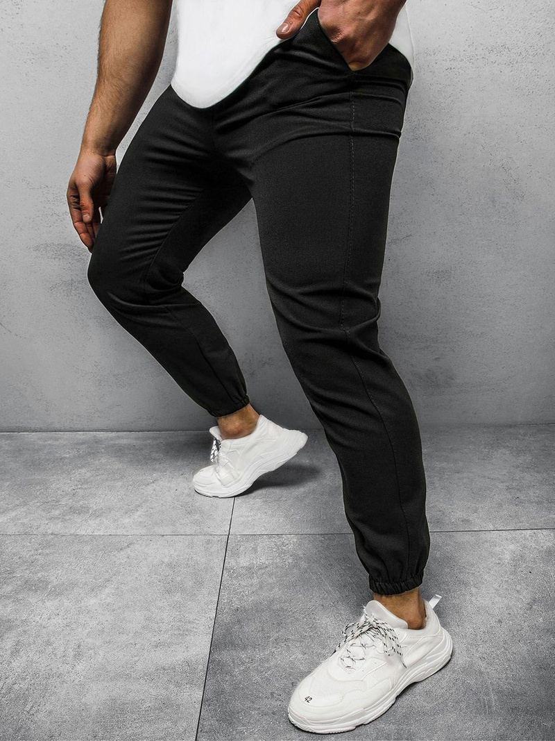 Spodnie męskie chino jogger materiałowe czarne OZONEE DJ/5539