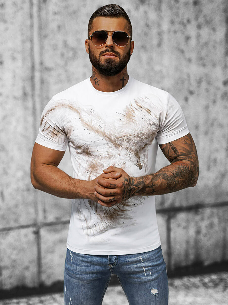 T-shirt męski slim fit biały OZONEE NB/MT3039