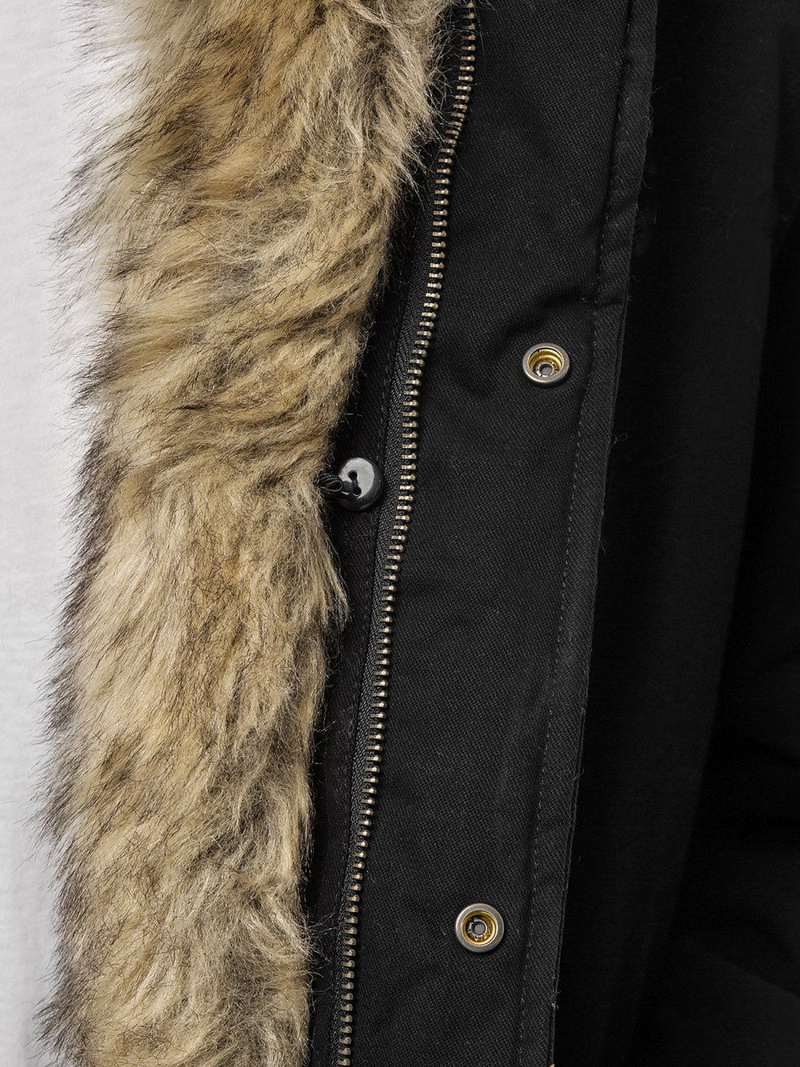 Kurtka zimowa męska z futerkiem czarna OZONEE O/5578Z