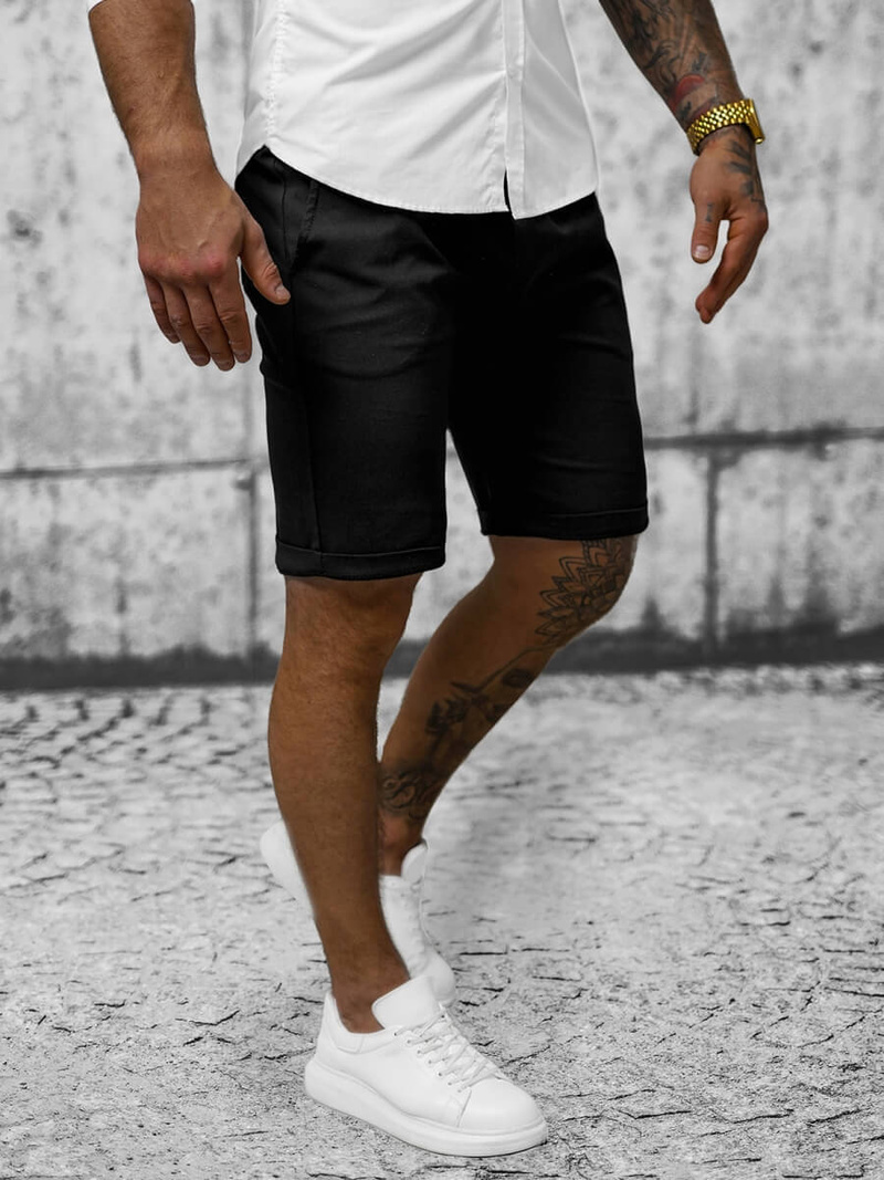 Spodenki męskie chino czarne OZONEE O/P4052