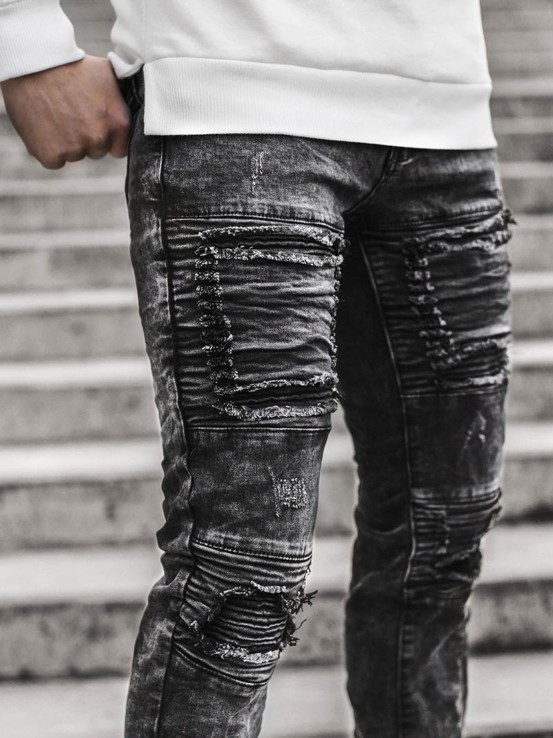 Spodnie męskie jeans czarne OZONEE V/19286