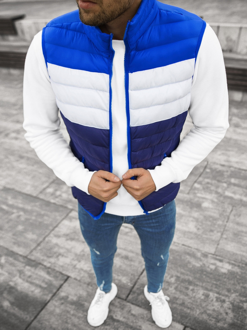 Kamizelka męska pikowana granatowo-niebieska OZONEE JS/M13076/215Z