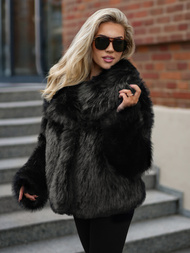 Kurtka zimowa damska futrzana czarna OZONEE JS/61M8515/392