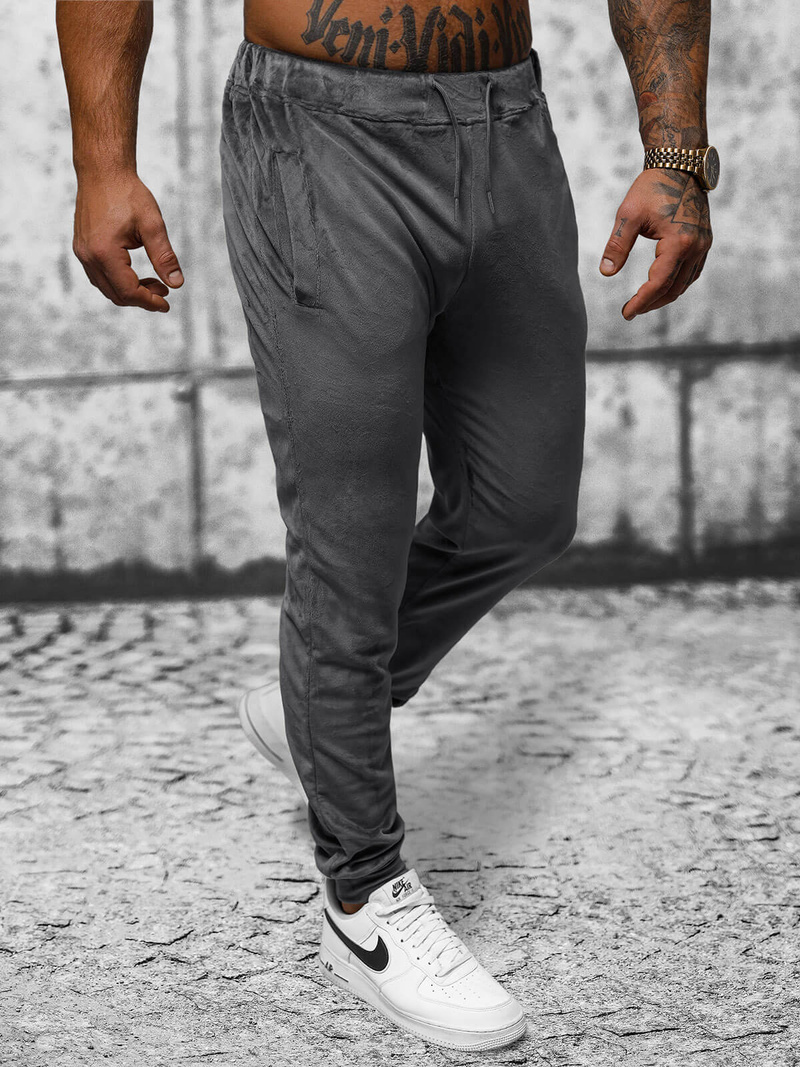 Чоловічі чорні велюрові спортивні Графітові OZONEE JS/8K1172/6