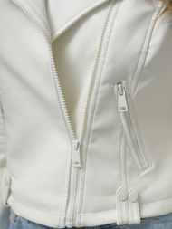 Жіноча шкіряна куртка Кремова OZONEE JS/11Z8130