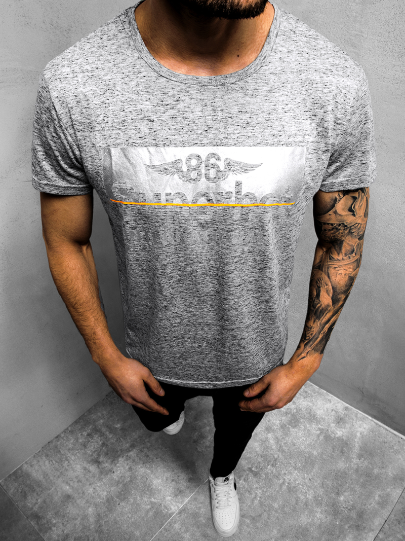 T-Shirt męski grafitowy OZONEE JS/KS2056Z